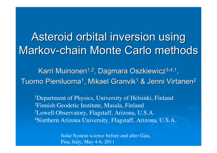asteroid orbital inversion using asteroid orbital