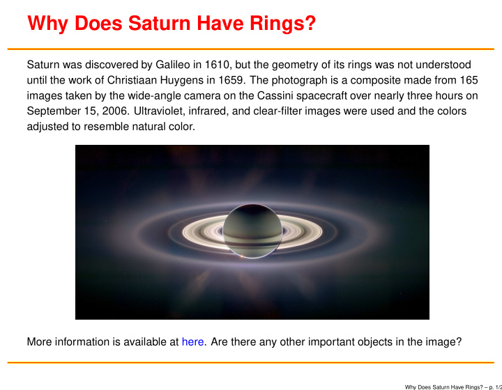why does saturn have rings