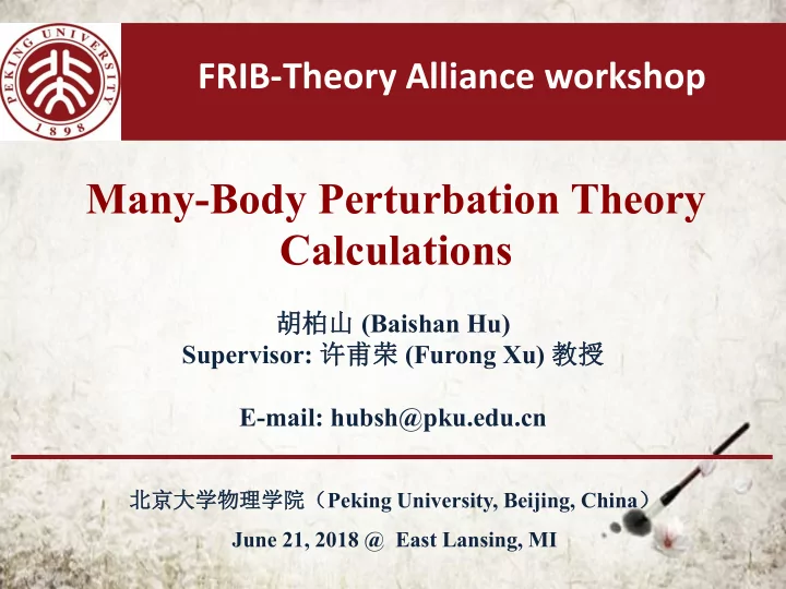 many body perturbation theory calculations