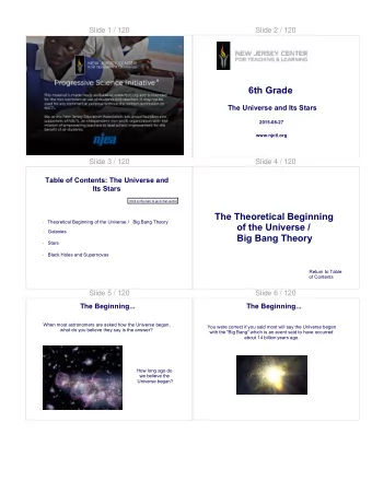 6th Grade  The Universe and Its Stars  2015-08-27  www.njctl.org  Slide 3 / 120  Slide 4 / 120