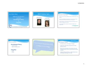 11/30/2011 ABMP Webinar Team East Meets West: Course Overview Balance Your Business  Explore how