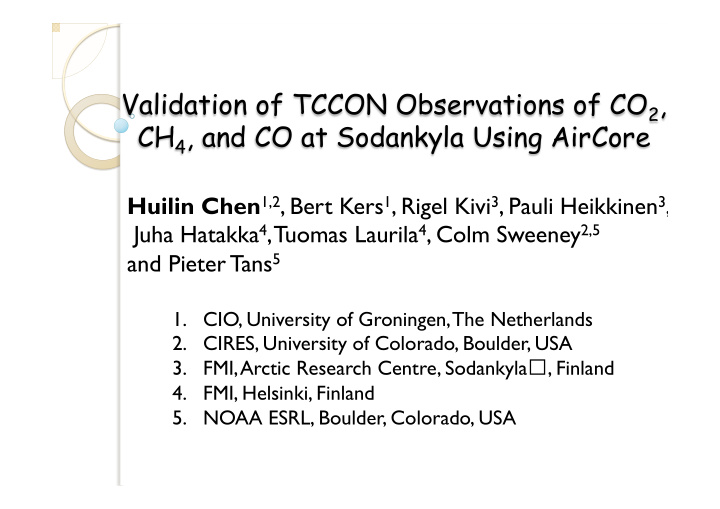 validation of tccon observations of co 2 ch 4 and co at