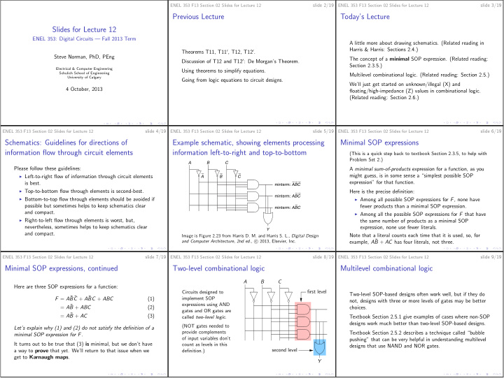 previous lecture today s lecture slides for lecture 12