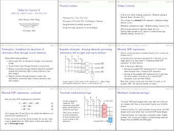 Previous Lecture  Todays Lecture  Slides for Lecture 12  ENEL 353: Digital Circuits  Fall