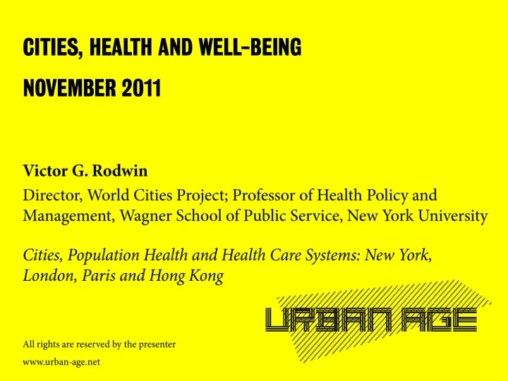 cities health and well being november 2011
