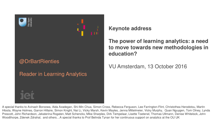 keynote address the power of learning analytics a need to