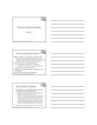 OverviewofQueryEvaluation  Chapter12