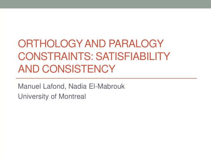 orthologyand paralogy