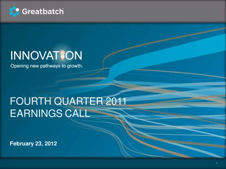 fourth quarter 2011 earnings call