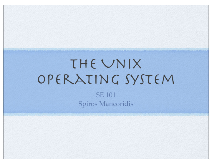 the unix operating system
