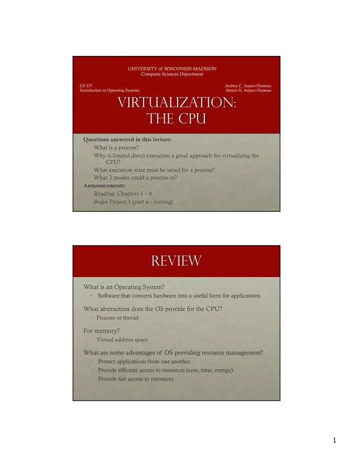virtualization the cpu