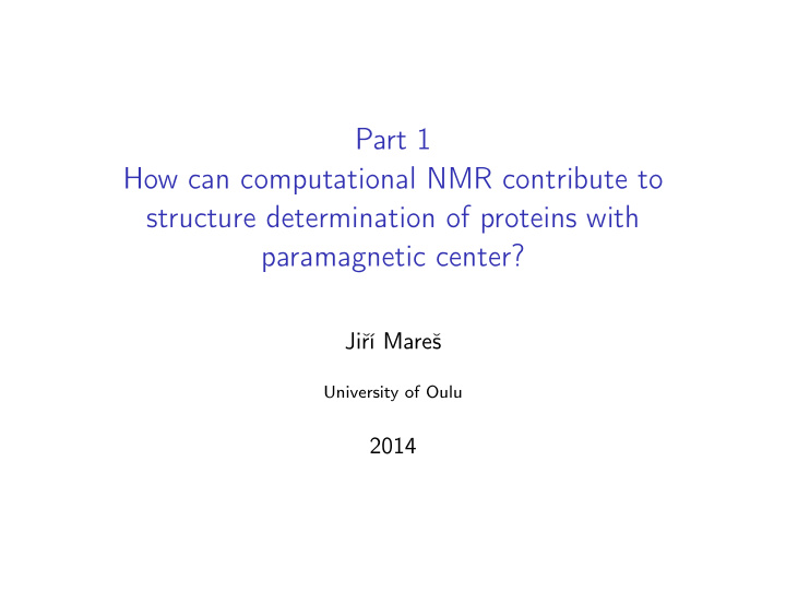 part 1 how can computational nmr contribute to structure