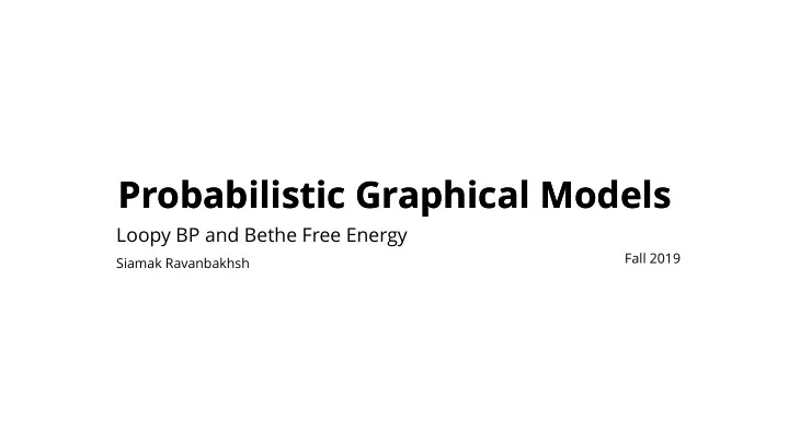 probabilistic graphical models probabilistic graphical
