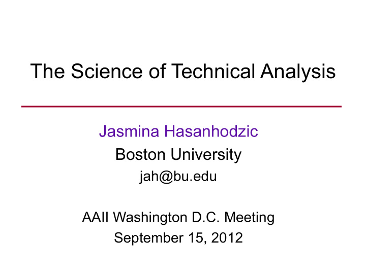 the science of technical analysis