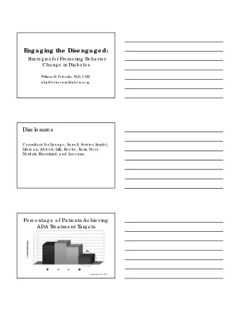 E  ngaging the Disengaged:  Stra te g ie s fo r Pro mo ting  Be ha vio r  Cha ng e  in Dia b e te s