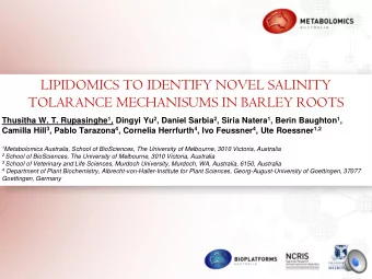 TITLE Thusitha W. T. Rupasinghe 1 , Dingyi Yu 2 , Daniel Sarbia 2 , Siria Natera 1 , Berin Baughton