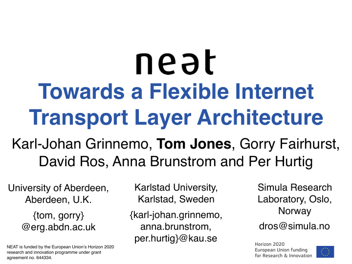 towards a flexible internet transport layer architecture