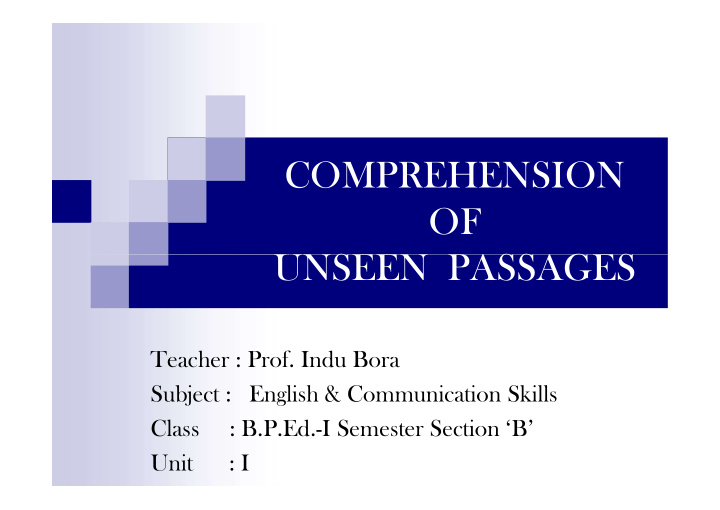 comprehension of unseen passages unseen passages