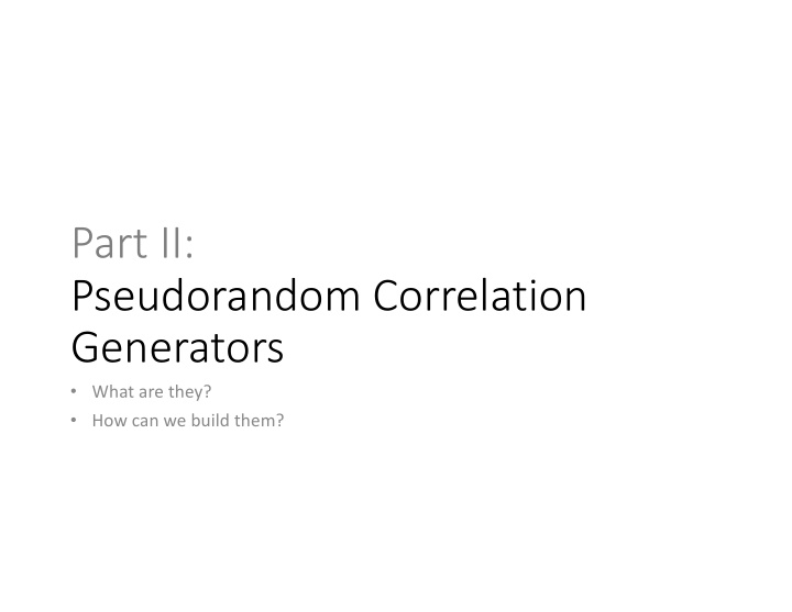 part ii pseudorandom correlation generators