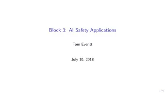 Block 3: AI Safety Applications  Tom Everitt  July 10, 2018  1/40  Table of Contents  Movation and