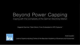 Beyond Power Capping  Coping with the Complexity of the German Electricity Market  Dagstuhl Seminar