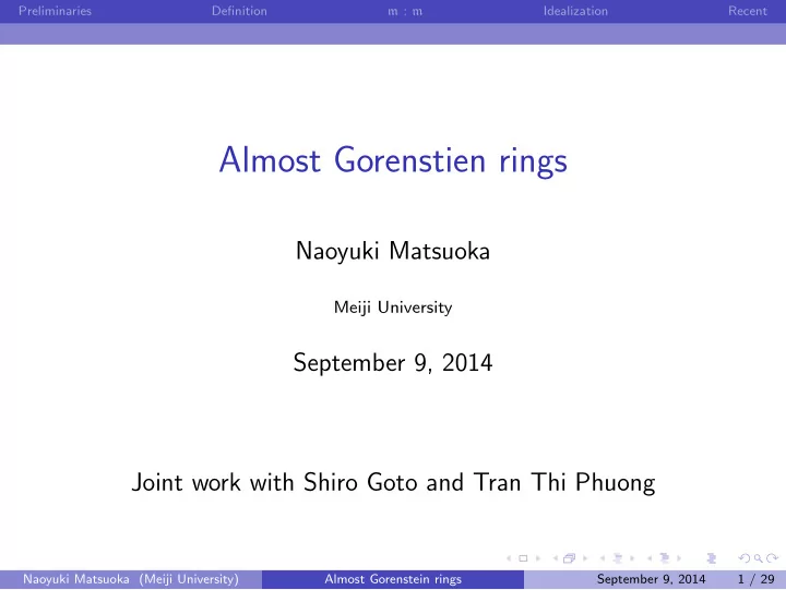 almost gorenstien rings