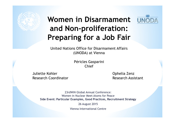 women in disarmament and non proliferation preparing for