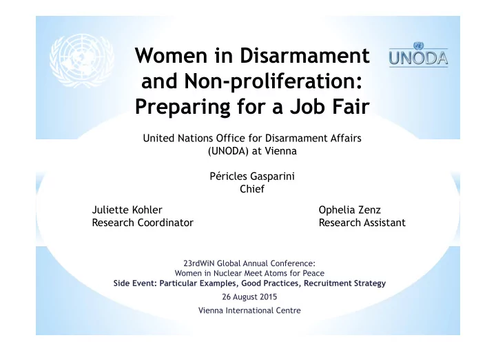 women in disarmament and non proliferation preparing for