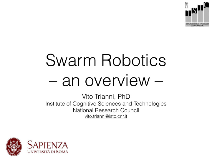 swarm robotics an overview