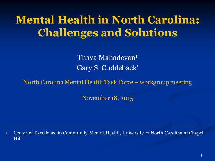 mental health in north carolina challenges and solutions