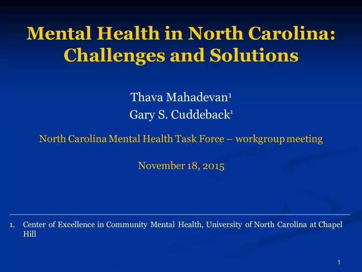 mental health in north carolina challenges and solutions