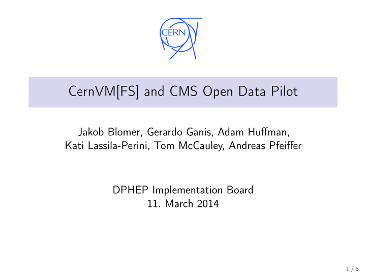 cernvm fs and cms open data pilot