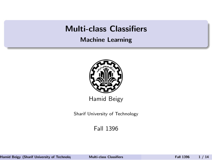 multi class classifiers