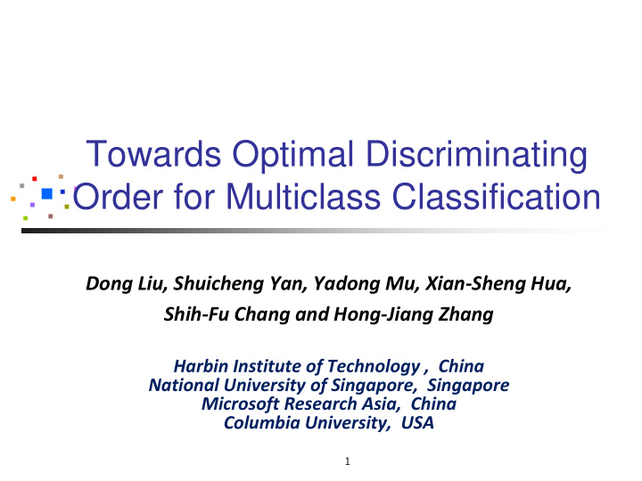 towards optimal discriminating order for multiclass