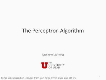The Perceptron Algorithm  Machine Learning  1  Some slides based on lectures from Dan Roth, Avrim