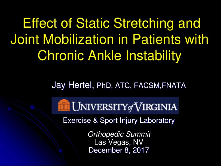 effect of static stretching and joint mobilization in