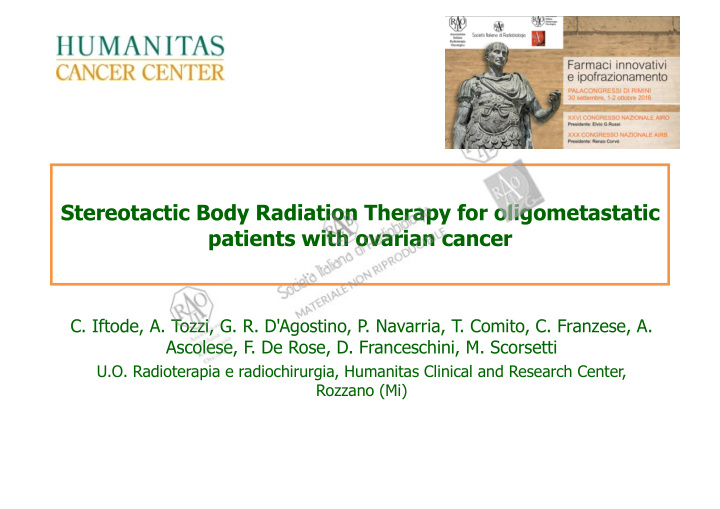 stereotactic body radiation therapy for oligometastatic