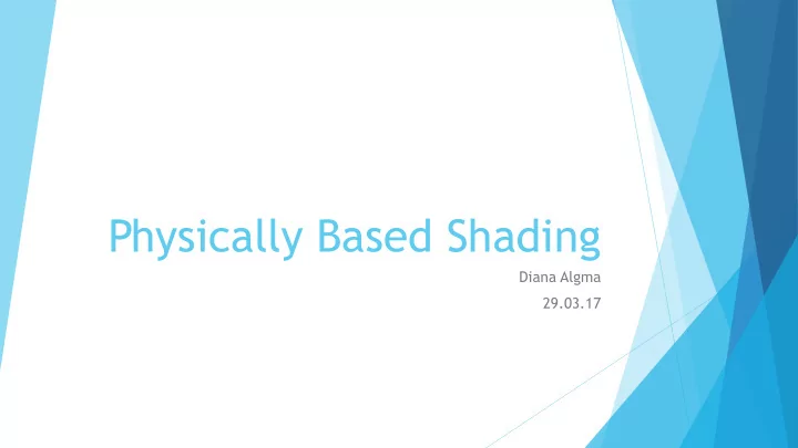 physically based shading