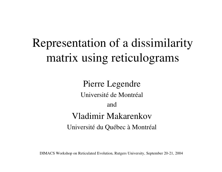 representation of a dissimilarity matrix using