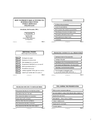 CONTENTS  BUSINESS EXECUTIVES  PUBLIC OFFICIALS  Problems with presentations  POLITICIANS  Layout