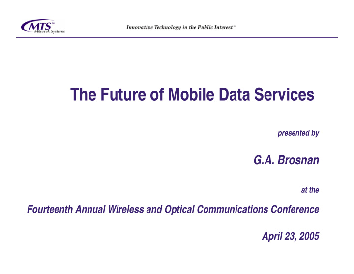 the future of mobile data services