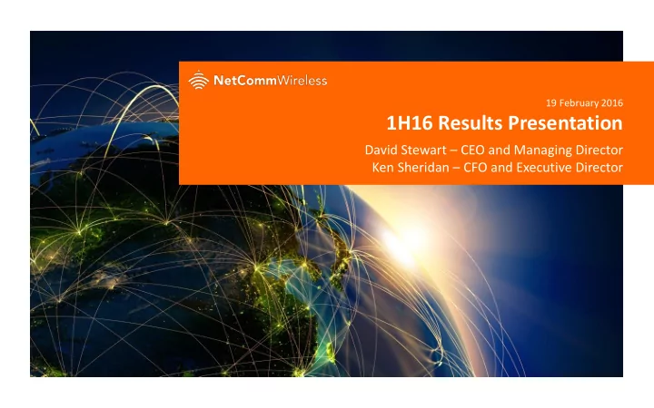 1h16 results presentation