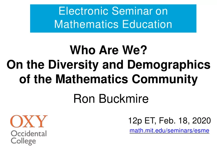 who are we on the diversity and demographics of the