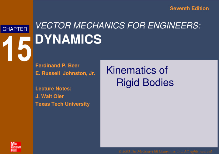 dynamics ferdinand p beer kinematics of e russell