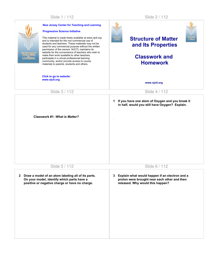 structure of matter