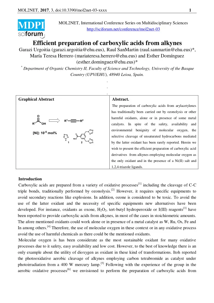mol2net 2017 3 doi 10 3390 mol2net 03 xxxx 2 alkynes in