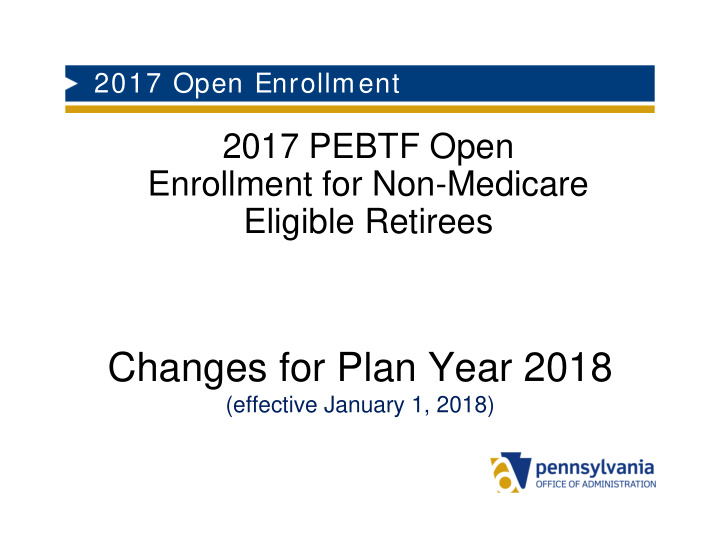 changes for plan year 2018