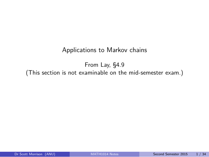 applications to markov chains
