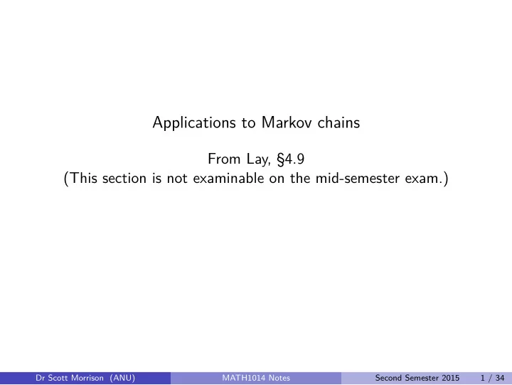 applications to markov chains