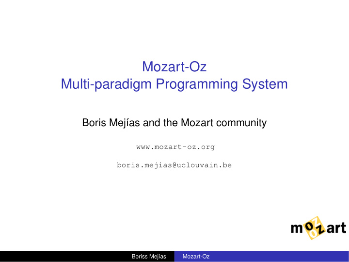 mozart oz multi paradigm programming system